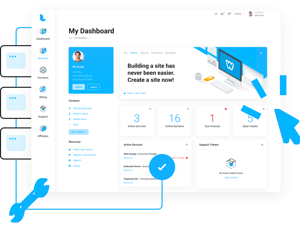 User-friendly control panel to manage all your services